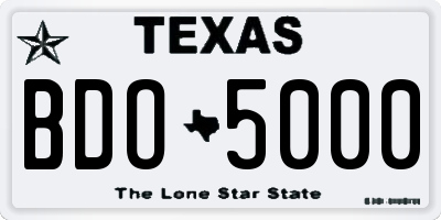 TX license plate BDO5000