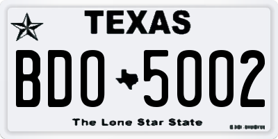 TX license plate BDO5002