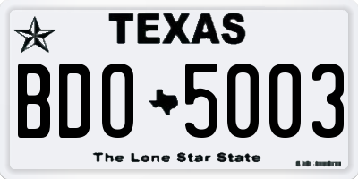 TX license plate BDO5003