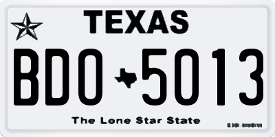 TX license plate BDO5013