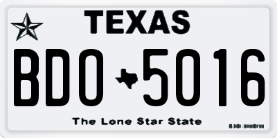 TX license plate BDO5016