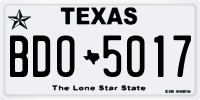 TX license plate BDO5017