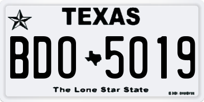 TX license plate BDO5019