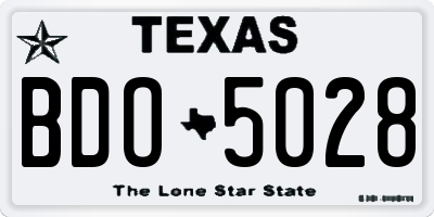 TX license plate BDO5028