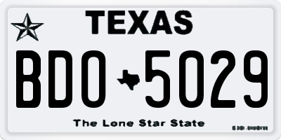 TX license plate BDO5029