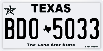TX license plate BDO5033
