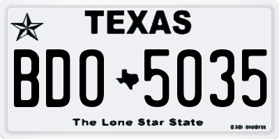 TX license plate BDO5035