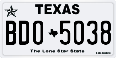 TX license plate BDO5038