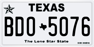 TX license plate BDO5076