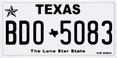 TX license plate BDO5083