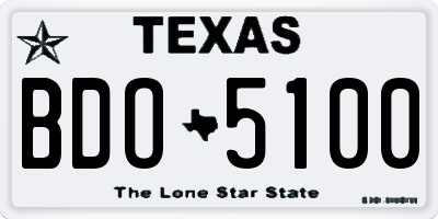 TX license plate BDO5100