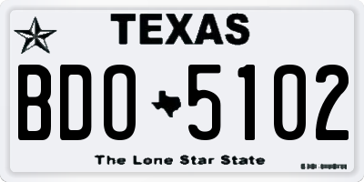 TX license plate BDO5102