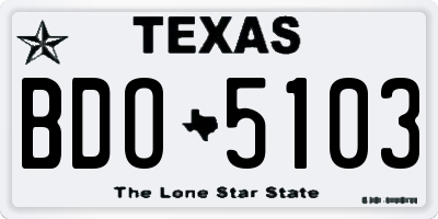 TX license plate BDO5103