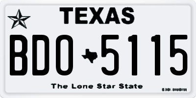 TX license plate BDO5115