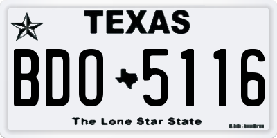 TX license plate BDO5116