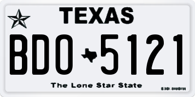 TX license plate BDO5121