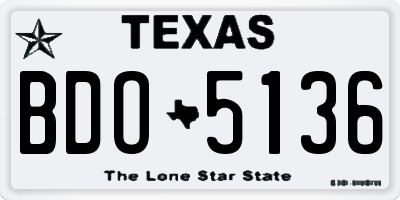 TX license plate BDO5136