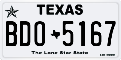TX license plate BDO5167