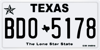 TX license plate BDO5178