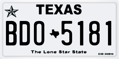 TX license plate BDO5181
