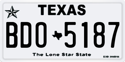 TX license plate BDO5187