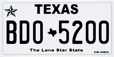 TX license plate BDO5200