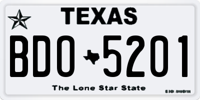 TX license plate BDO5201