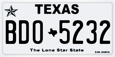 TX license plate BDO5232