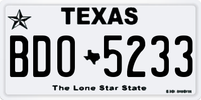 TX license plate BDO5233