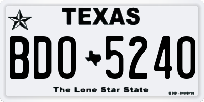 TX license plate BDO5240