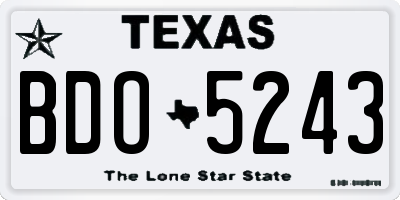 TX license plate BDO5243