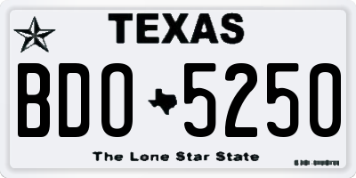 TX license plate BDO5250