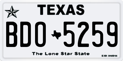 TX license plate BDO5259