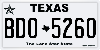 TX license plate BDO5260