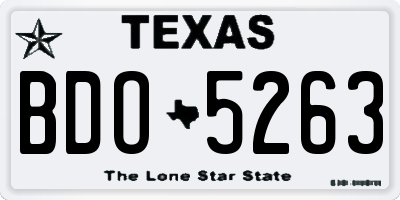 TX license plate BDO5263