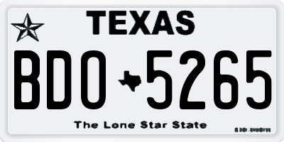 TX license plate BDO5265