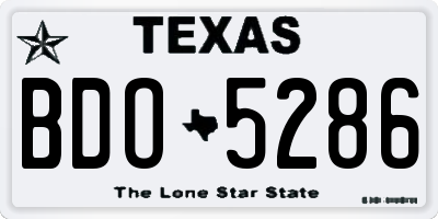 TX license plate BDO5286