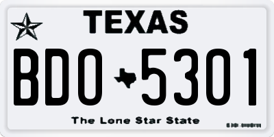 TX license plate BDO5301