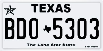 TX license plate BDO5303