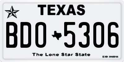 TX license plate BDO5306
