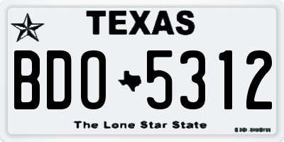 TX license plate BDO5312