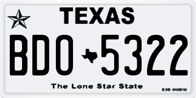 TX license plate BDO5322