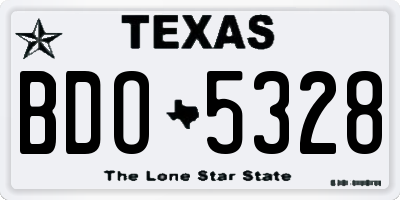 TX license plate BDO5328