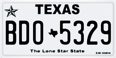 TX license plate BDO5329
