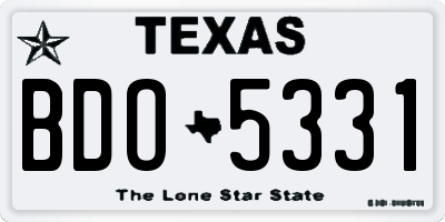 TX license plate BDO5331