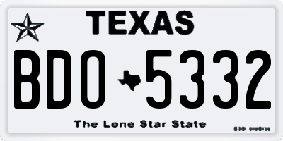 TX license plate BDO5332