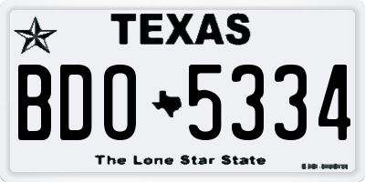 TX license plate BDO5334