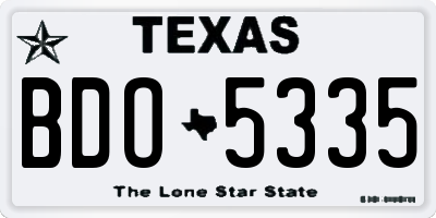 TX license plate BDO5335