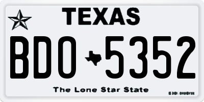 TX license plate BDO5352