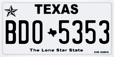 TX license plate BDO5353